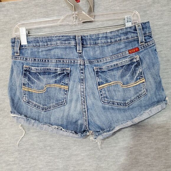 Tilt Jean Shorts Womens 7L Blue Distressed Stretch Cut Off Denim - Picture 8 of 9